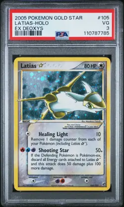 Pokemon Latias Gold Star 105/107 PSA 3 VG EX Deoxys Holo Rare 2005 - Image 1