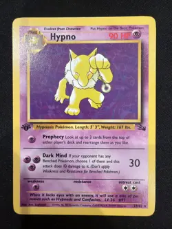 Pokemon TCG Hypno Fossil Card 23/62 1st Edition Regular Non-Holo Rare LP - Image 1