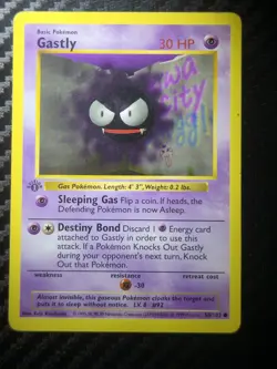 Gastly 50/102 (Shadowless) - Pokemon TCG - Base Set - Gray Stamp 1st ED - LP - Image 1