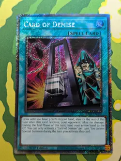 Card of Demise RA03-EN265 Platinum Secret Rare 1st Edition YuGiOh TCG Card - Image 1