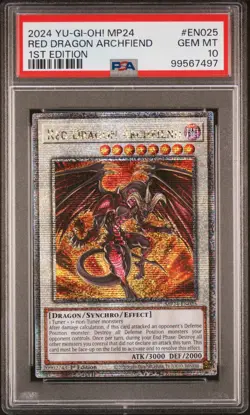 Red Dragon Archfiend Yugioh 2024 MP24-EN025 Quarter Century Secret 1st PSA 10 - Image 1