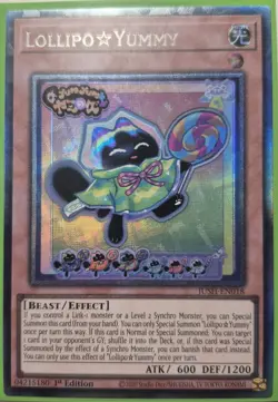 YuGiOh Lollipo Yummy Collector's Rare 1st Edition JUSH-EN018 - Image 1