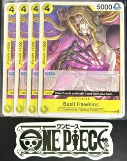 4x One Piece OP10-109 R Basil Hawkins - ENG - Regular - Playset -LD01- TCG -NM/M - Image 1