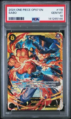 2024 One Piece 500 Years In The Future # 118 Sabo PSA 10 Card GEM MINT! OP07 - Image 1