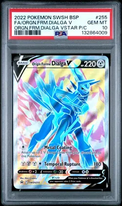 2022 POKEMON SWSH BLACK STAR PROMO #255 FULL ART/ORIGIN FORME DIALGA V PSA 10 - Image 1