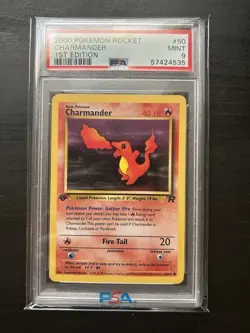 PSA 9 MINT 2000 Pokemon Rocket 1st Edition 50/82 Charmander - Image 1