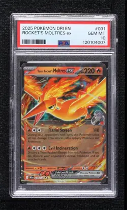 Team Rocket's Moltres ex Pokemon Destined Rivals (DRI) PSA 10 GEM MT - Image 1