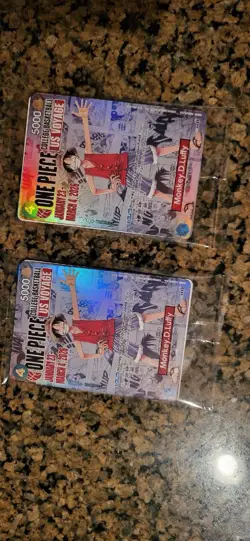 One Piece Monkey D. Luffy US Voyage College Basketball Card Rutgers - 2 Cards - Image 1
