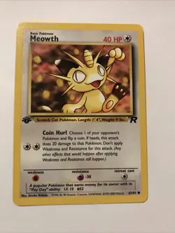 Pokemon TCG 1st Edition Meowth 62/82 Team Rocket WOTC Card - Image 1