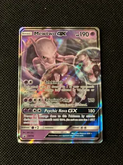 Pokemon TCG Mewtwo GX Black Star Promo Card SM196 Ultra Rare Sun Moon Holo LP - Image 1