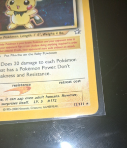 🔥TCG 2000 Pokemon card Pichu 12/111 Neo Genesis Holo Rare - Image 4