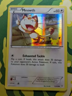 Meowth 53/83 - 20th Anniversary Stamp Promo Holo Pokemon Card - LP - Image 1