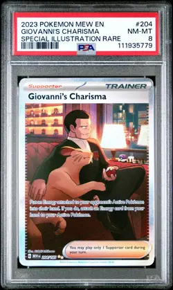 Pokemon Giovanni's Charisma PSA 8 NM-Mint 204/165 SIR SV: Scarlet & Violet 151 - Image 1