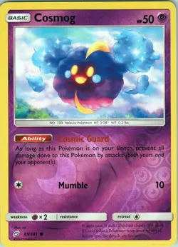 Cosmog 69/181 Common - Pokemon TCG Sun & Moon: Team Up - Reverse Holo (NM) - Image 1