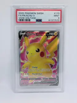 PSA 9 Pikachu V 170/185 - Full Art - Ultra Rare - SWSH Vivid Voltage - Pokemon - Image 1