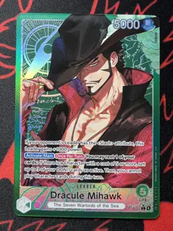 One Piece Dracule Mihawk Leader Alt Art OP14-020 The Azure Sea's Seven English - Image 1