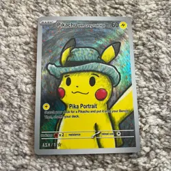 After Skool Hobby Pikachu Van Gogh fan art Card Generation One Gray Felt Hat 11 - Image 1