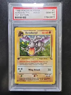 PSA 10 1st Edition Aerodactyl Holo 1/62 - 1999 Fossil Rare Pokemon Card - Image 1