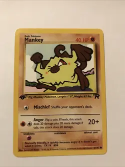Pokemon TCG Team Rocket 1st Edition Regular Finish Mankey 61/82 NM Card - Image 1