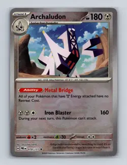 Archaludon 070 Pokemon Prismatic Evolutions Master Ball Reverse Holo R Card NM+ - Image 1