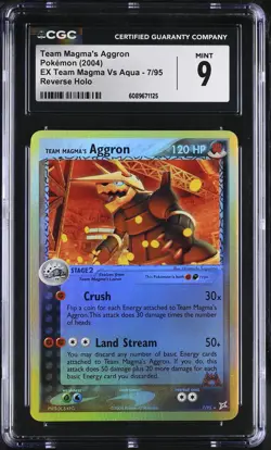 CGC 9 Team Magma's Aggron EX Team Magma Vs Aqua 7/95 Reverse Holo Pokemon Card - Image 1