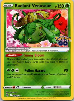 Radiant Venusaur Radiant Rare Pokemon GO 004/078 NM - Image 1