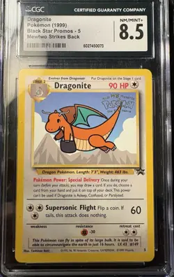 1999 CGC-8.5 - Dragonite #5 Mewtwo Strikes Back Pokemon Black Star Promo - Image 1