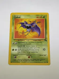 1999 Vintage Pokemon Card TCG Zubat 57/62 Fossil Regular WoTC Common HP - Image 1