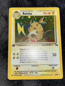 Raichu 1st edition 14/62 Fossil Holo Pokemon Card LP - Image 2