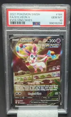 2021 POKEMON SWORD & SHIELD EVOLVING SKIES #184 FULL ART/SYLVEON V PSA 10 - Image 1