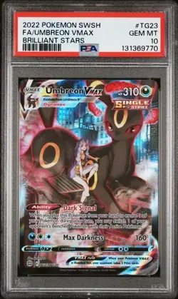2022 POKEMON SWORD & SHIELD BRILLIANT STARS #TG23 FULL ART/UMBREON VMAX PSA 10 - Image 1