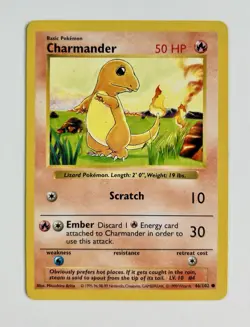Charmander 1999 Pokemon Game Shadowless Base Set #46/102 * Light Play - Image 1