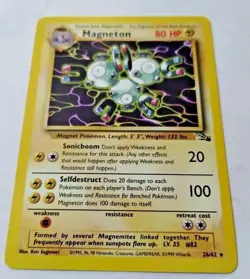 Pokemon TCG Magneton Fossil 26 Regular Unlimited Rare - Uncirculated - Image 2