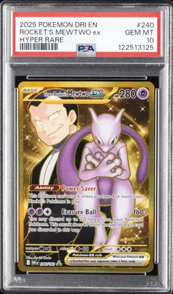 2025 POKEMON DRI EN-DESTINED RIVALS HYPER RARE TEAM ROCKET'S MEWTWO EX PSA 10 - Image 1