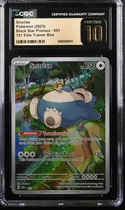 Snorlax *CGC PRISTINE 10* Full Art *151 ETB Promo* 2023 * Pokemon - Image 1