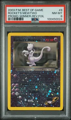 Rocket's Mewtwo 2003 Pokemon Best of Game Winner PSA 8 #8 - Image 1