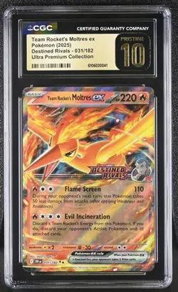 Team Rocket's Moltres EX *CGC PRISTINE 10* Ultra Rare *#31* Destined Rivals UPC - Image 1