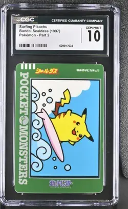 Surfing Pikachu *CGC 10* Bandai Sealdass *1997* Vintage *Pokemon/Pocket Monsters - Image 1