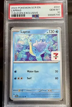 Pokemon TCG: 2024 Lapras 31/142- PSA Graded GEM MINT 10: 7 Eleven-RARE EXCLUSIVE - Image 1