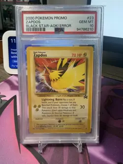 PSA 10 GEM MINT Zapdos Aoki Error 23 Pokemon WOTC Black Star 2000 PROMO - Image 1