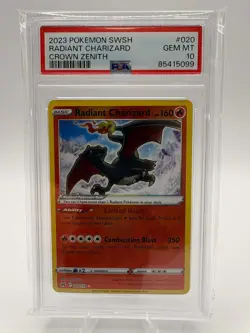 2023 POKEMON SWORD & SHIELD CROWN ZENITH #020 RADIANT CHARIZARD PSA 10 - Image 1