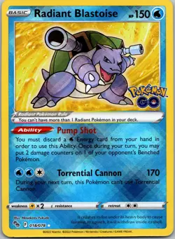 Radiant Blastoise Radiant Rare Pokemon GO 018/078 NM - Image 1