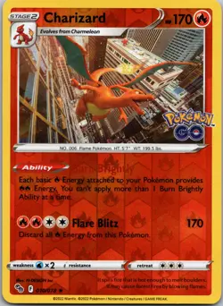 Charizard Reverse Holo Rare Pokemon GO 010/078 NM - Image 1