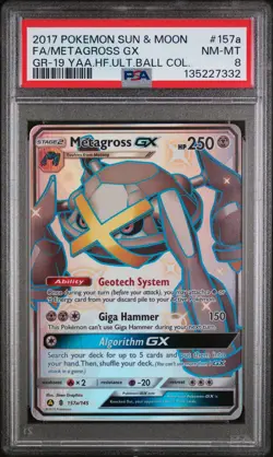Metagross Gx Pokemon Sun & Moon Hidden Fates Promo 157a/145 PSA 8 - Image 1