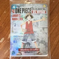 Monkey.D.Luffy (College Basketball US Voyage) P-055 One Piece Promotion SEALED - Image 1