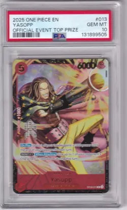 2025 One Piece EN Yasopp Official Event Top Prize OP09-013 PSA GEM MT 10 - Image 1
