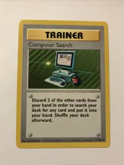 Pokemon TCG Base Set Computer Search 71/102 Regular Rare Shadowless Card - Image 1