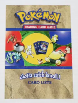 Vintage Pokemon Card Lists - 2000 Original TCG Card Game WOTC Base Jungle Fossil - Image 1