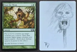 SKETCHED MtG Raoul Vitale Magic Artist Proof _ M14 _ HUNT THE WEAK _VHTF 1/50! - Image 1