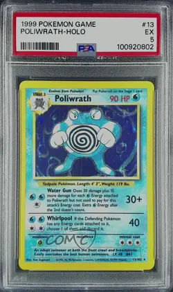 Poliwrath Holo Pokemon Base Set PSA 5 1999 - Image 1